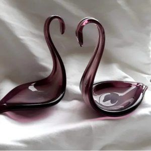 Vintage Hand Blown Glass swans